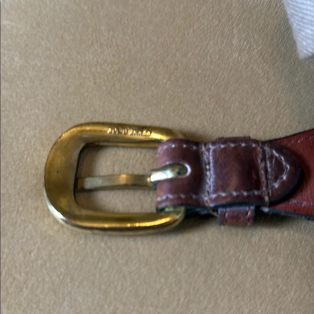 Brown and Tan Two-Tone Belt with Leather Trim
